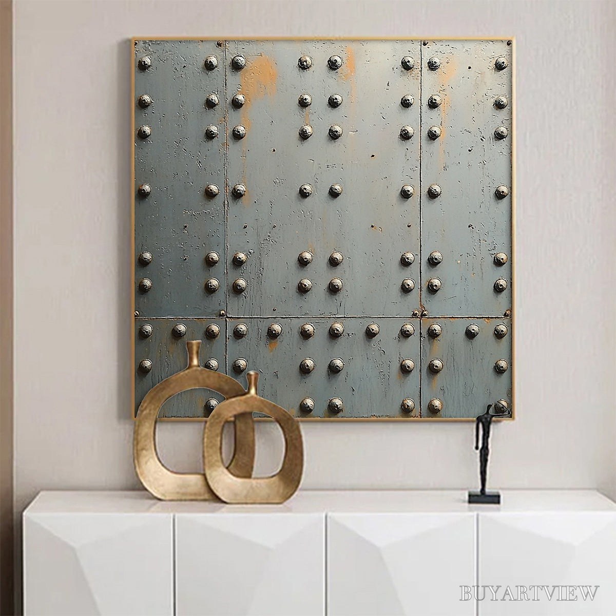 BUYARTVIEW Industrial Strength – Textured Metal Panel Oil Painting - image 4