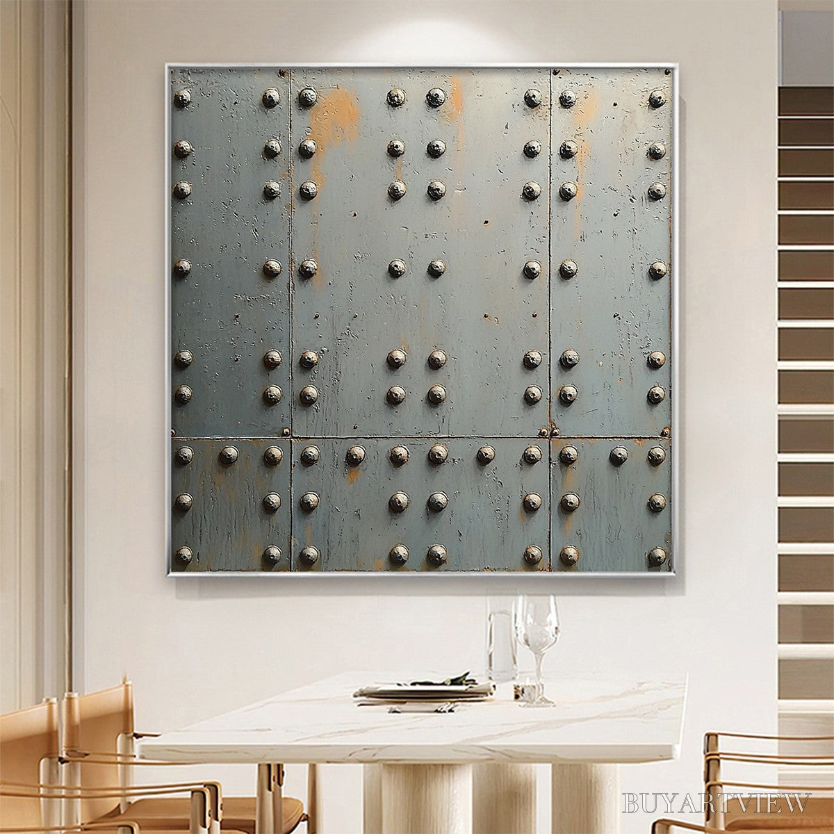 BUYARTVIEW Industrial Strength – Textured Metal Panel Oil Painting - image 5