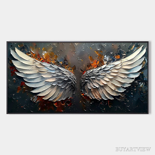 BUYARTVIEW Angelic Wings – Textured Symbolic Oil Painting - image 1