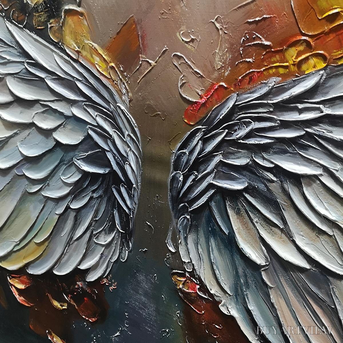 BUYARTVIEW Angelic Wings – Textured Symbolic Oil Painting - image 3