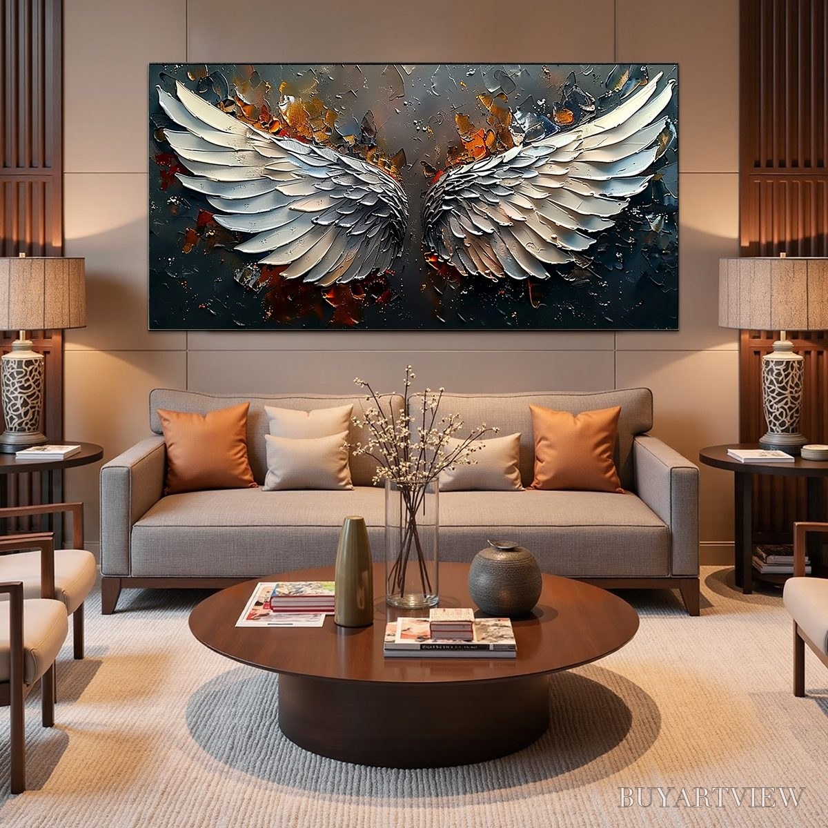 BUYARTVIEW Angelic Wings – Textured Symbolic Oil Painting - image 5