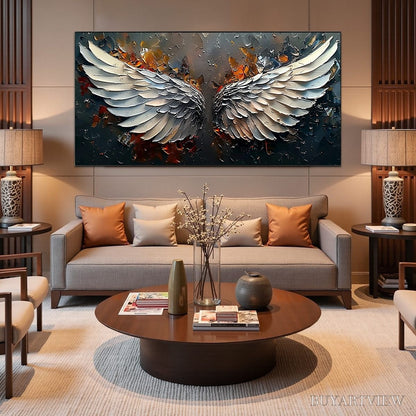 BUYARTVIEW Angelic Wings – Textured Symbolic Oil Painting - image 5