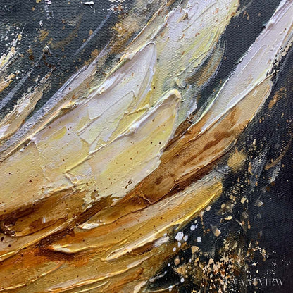 BUYARTVIEW Golden Ascension – Textured Gold Wings Oil Painting on Black Canvas - image 6