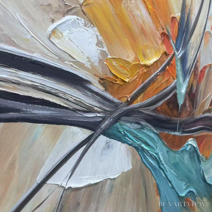 BUYARTVIEW Azure Flight – Textured Abstract Oil Painting with Birds in Flight - image 5