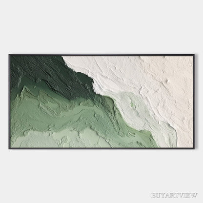 BUYARTVIEW Emerald Flow – Textured Abstract Green and White Oil Painting - image 1