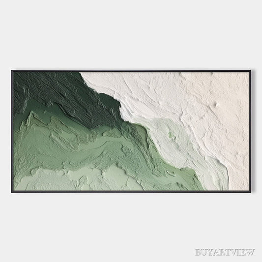 BUYARTVIEW Emerald Flow – Textured Abstract Green and White Oil Painting - image 1