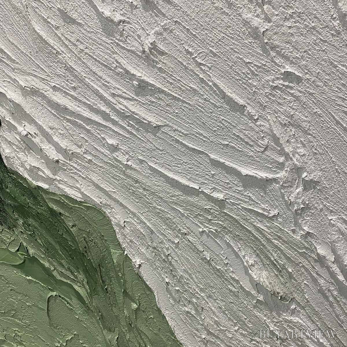 BUYARTVIEW Emerald Flow – Textured Abstract Green and White Oil Painting - image 3