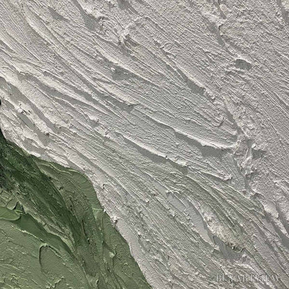 BUYARTVIEW Emerald Flow – Textured Abstract Green and White Oil Painting - image 3