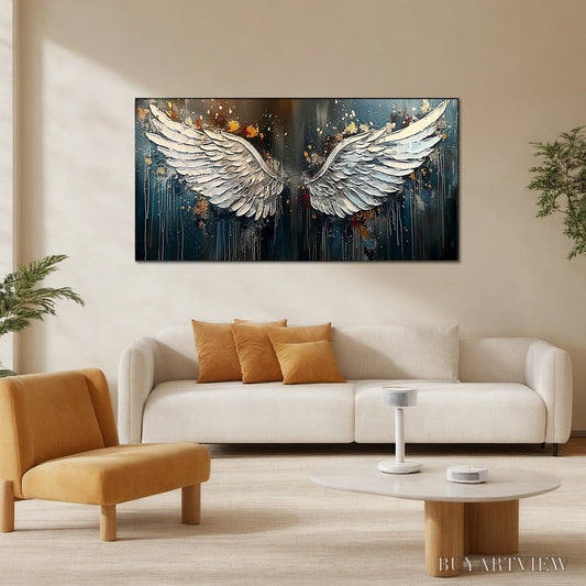 BUYARTVIEW Wings of Hope – Textured Abstract Angel Wings Oil Painting - image 2