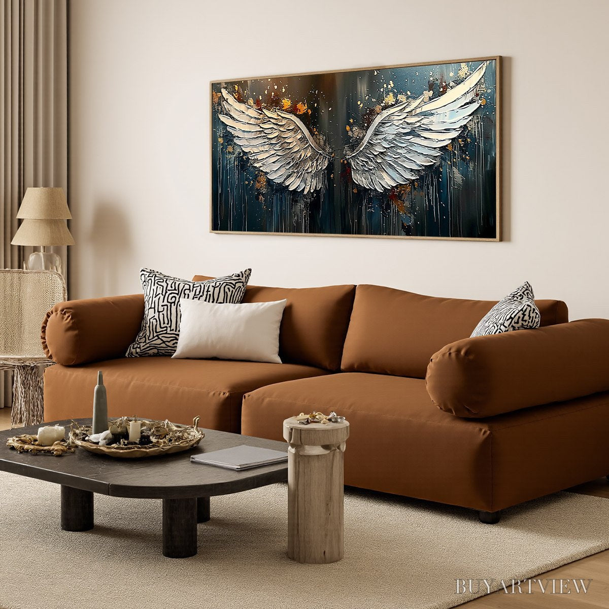 BUYARTVIEW Wings of Hope – Textured Abstract Angel Wings Oil Painting - image 4