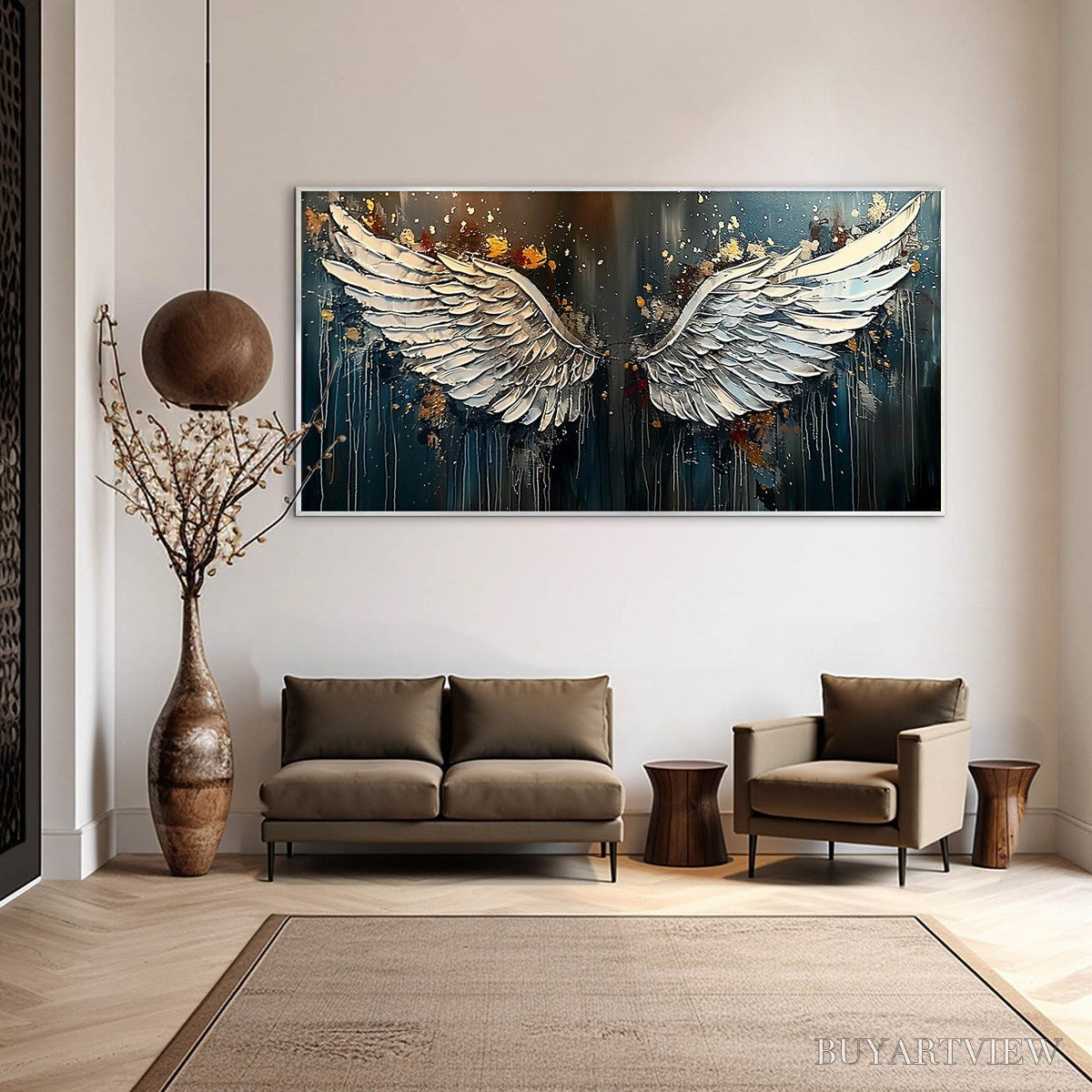 BUYARTVIEW Wings of Hope – Textured Abstract Angel Wings Oil Painting - image 5