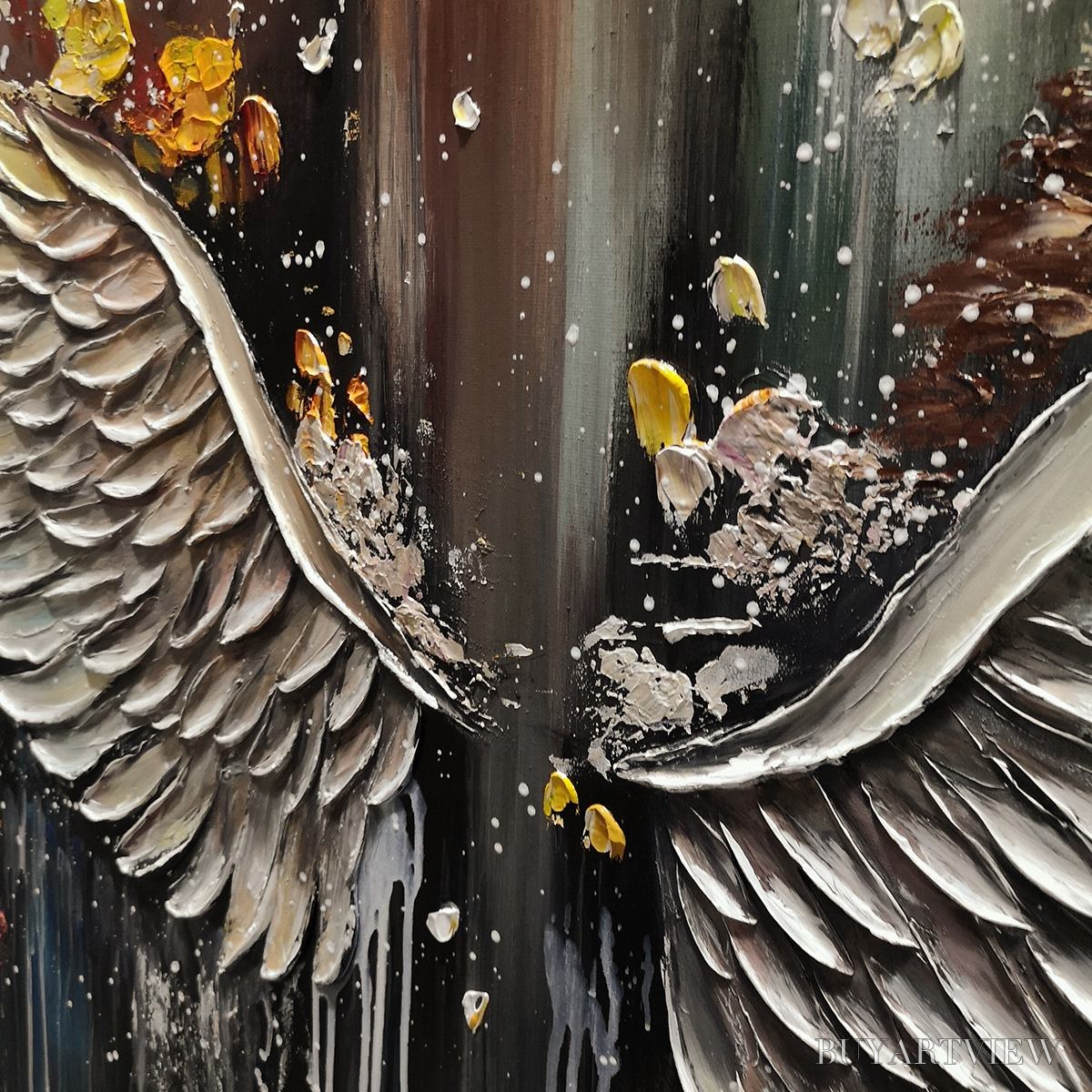 BUYARTVIEW Wings of Hope – Textured Abstract Angel Wings Oil Painting - image 6