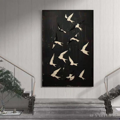 BUYARTVIEW Ascension – Beaded Birds on Textured Canvas - image 2