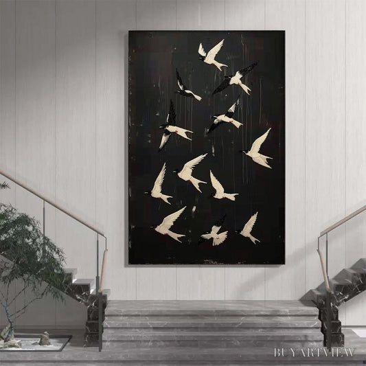 BUYARTVIEW Ascension – Beaded Birds on Textured Canvas - image 2