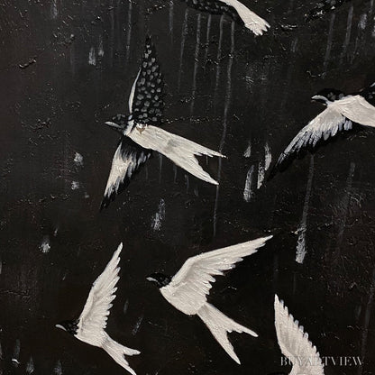 BUYARTVIEW Ascension – Beaded Birds on Textured Canvas - image 3