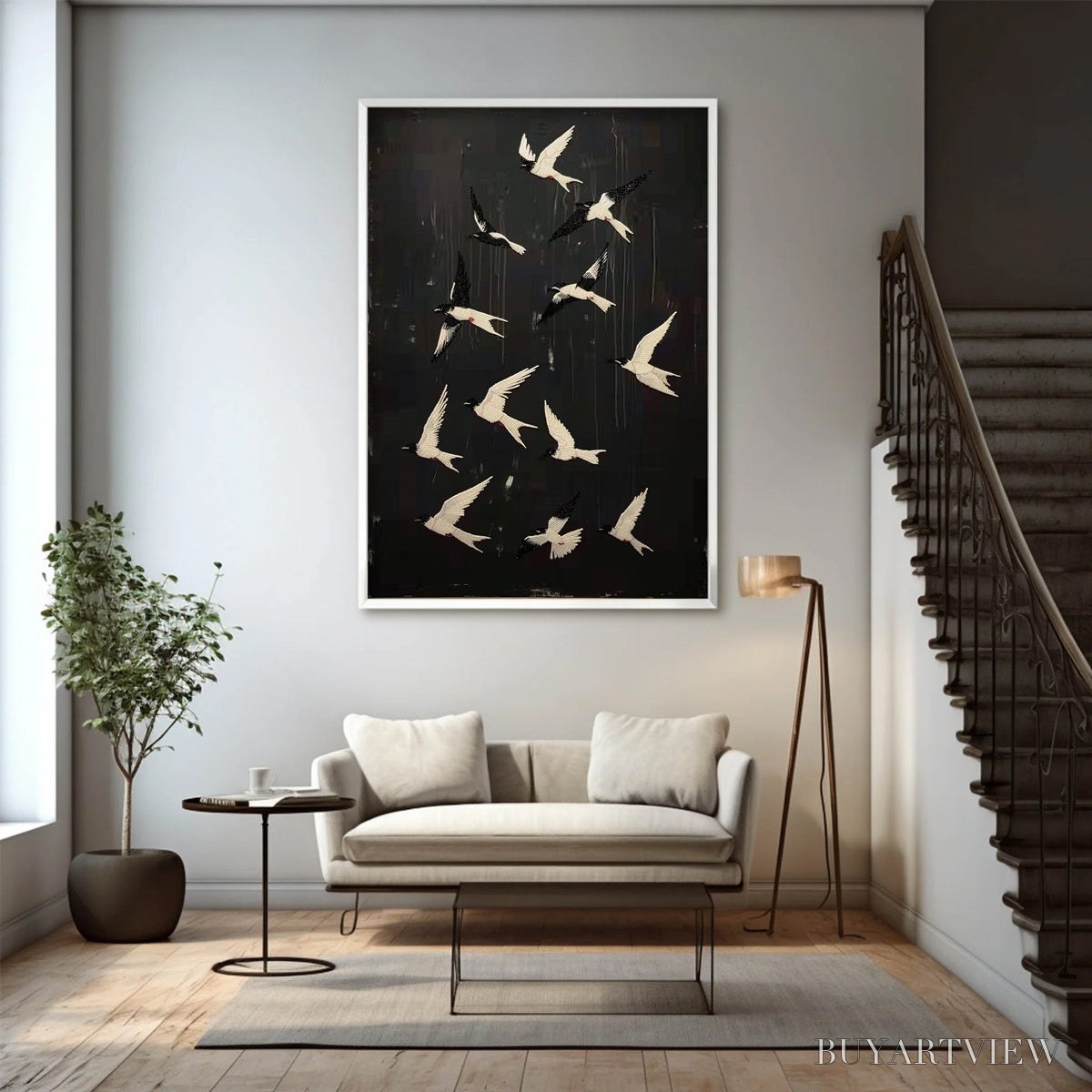 BUYARTVIEW Ascension – Beaded Birds on Textured Canvas - image 4