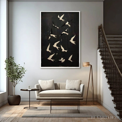 BUYARTVIEW Ascension – Beaded Birds on Textured Canvas - image 4