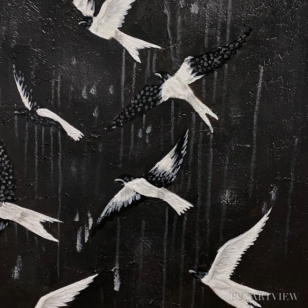 BUYARTVIEW Ascension – Beaded Birds on Textured Canvas - image 5
