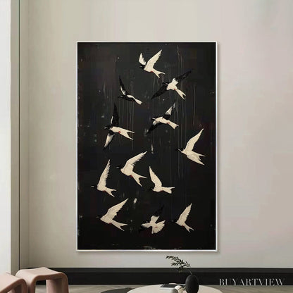 BUYARTVIEW Ascension – Beaded Birds on Textured Canvas - image 6