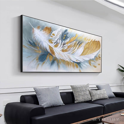 BUYARTVIEW Gilded Plume – Textured Feather Oil Painting Canvas - image 4