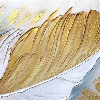 BUYARTVIEW Gilded Plume – Textured Feather Oil Painting Canvas - image 5