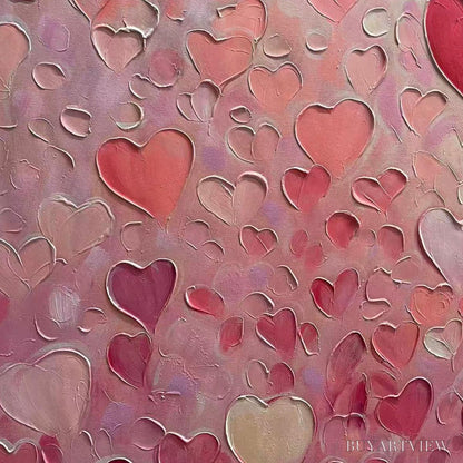 BUYARTVIEW Heart Rain – Textured Impasto Abstract Oil Painting in Pink and Red - image 4