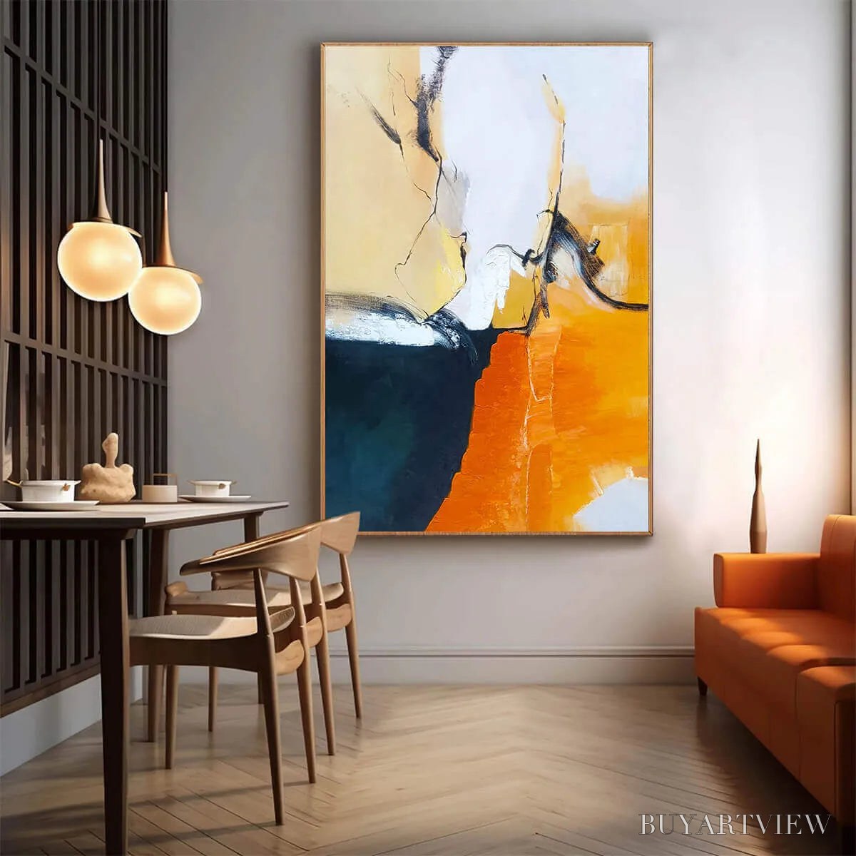 BUYARTVIEW Ochre Flow – Abstract Oil Painting on Canvas - image 2