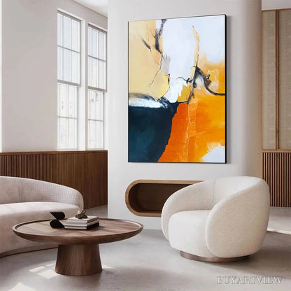 BUYARTVIEW Ochre Flow – Abstract Oil Painting on Canvas - image 4