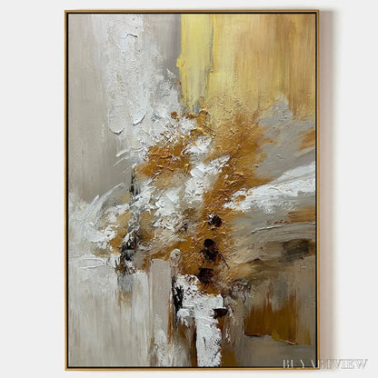 BUYARTVIEW Golden Whispers – Textured Abstract Painting in Beige, White, and Gold - image 1