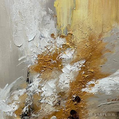 BUYARTVIEW Golden Whispers – Textured Abstract Painting in Beige, White, and Gold - image 3