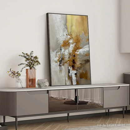 BUYARTVIEW Golden Whispers – Textured Abstract Painting in Beige, White, and Gold - image 6