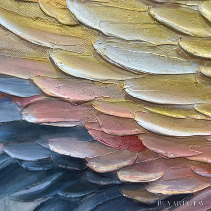 BUYARTVIEW Golden Wings – Panoramic Angel Wings Painting, Textured , Gold, Beige, Living Room, Bedroom - image 3