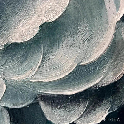 BUYARTVIEW Mediterranean Breeze – Abstract Teal White Impasto Oil Painting - image 5