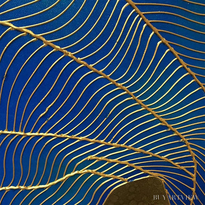 BUYARTVIEW Golden Flow – Abstract Blue and Gold Oil Painting - image 3
