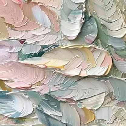 BUYARTVIEW Pastel Feathers – Textured Abstract Painting, Impasto , Square Canvas, Dreamy Decor - image 3