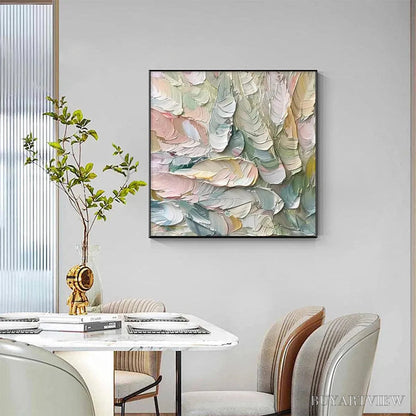 BUYARTVIEW Pastel Feathers – Textured Abstract Painting, Impasto , Square Canvas, Dreamy Decor - image 4