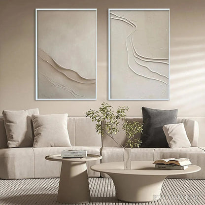 BUYARTVIEW Beige Textured Abstract Diptych – Textured Abstract Painting Set of 2, Square - image 4