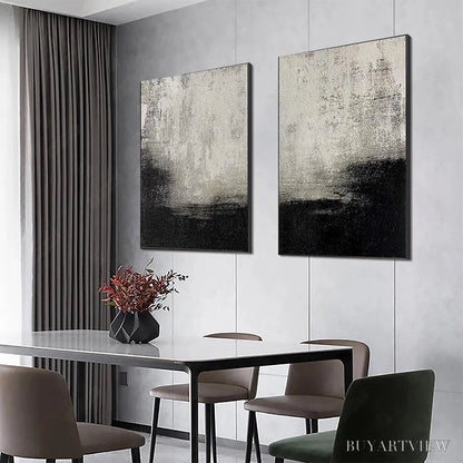 BUYARTVIEW Black & White Abstract Diptych – Textured Abstract Painting Set of 2, Vertical - image 5
