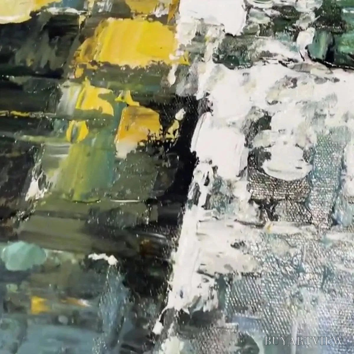 BUYARTVIEW Textured Green Abstract – Impasto Abstract Painting, Vertical - image 4