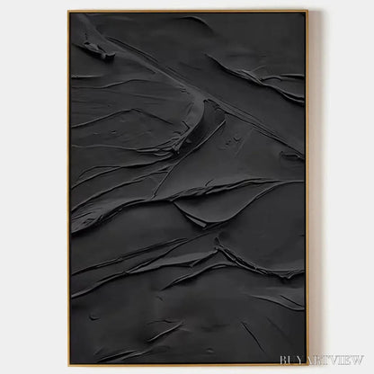 BUYARTVIEW Black Textured Impasto – Dramatic Black Impasto Painting, Vertical - image 1