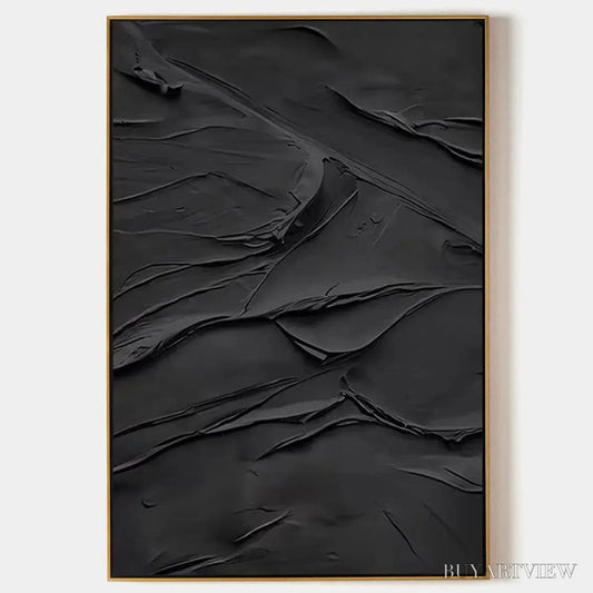 BUYARTVIEW Black Textured Impasto – Dramatic Black Impasto Painting, Vertical - image 1