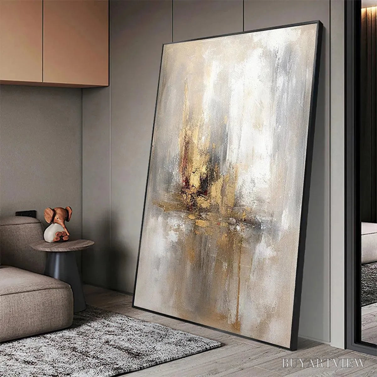 BUYARTVIEW Golden Abstract – Textured Abstract Painting, Vertical - image 4