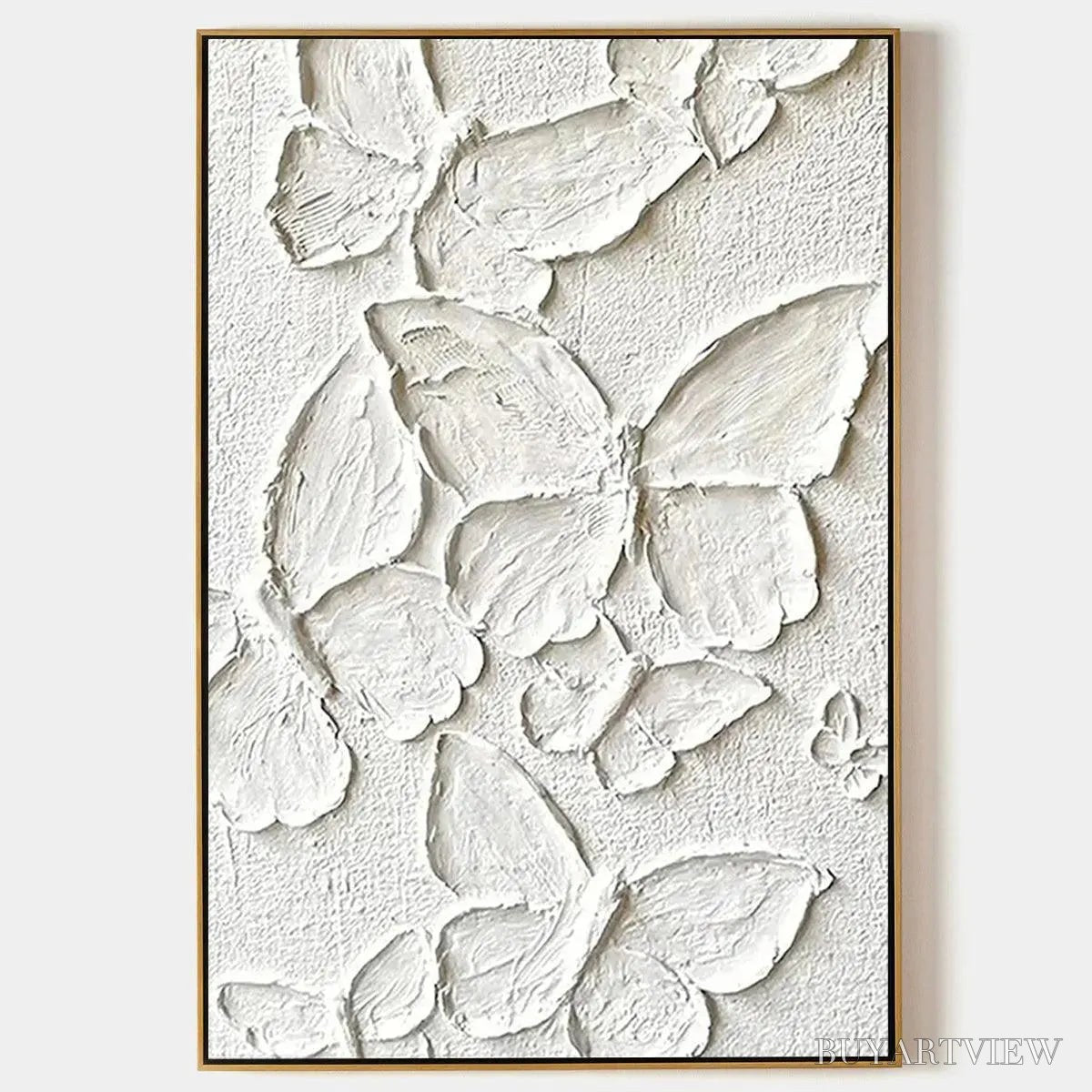 BUYARTVIEW White Butterflies – 3D Butterfly Impasto Painting, Vertical - image 1