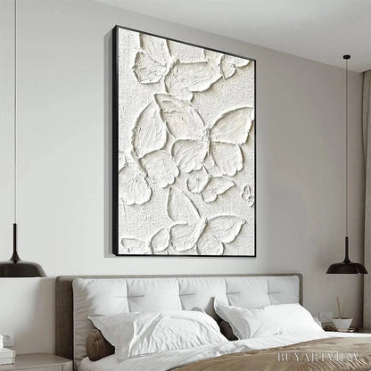 BUYARTVIEW White Butterflies – 3D Butterfly Impasto Painting, Vertical - image 4