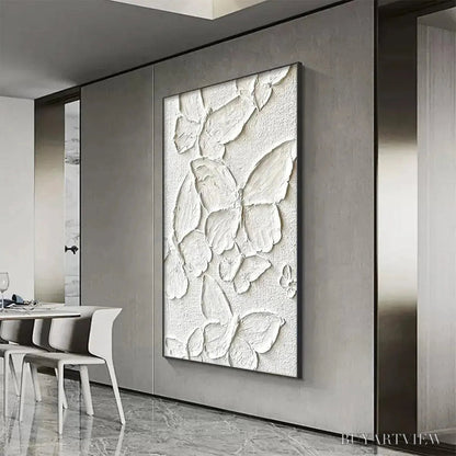 BUYARTVIEW White Butterflies – 3D Butterfly Impasto Painting, Vertical - image 5