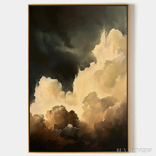 BUYARTVIEW Stormy Skies – Textured Cloudscape Painting, Vertical - image 1