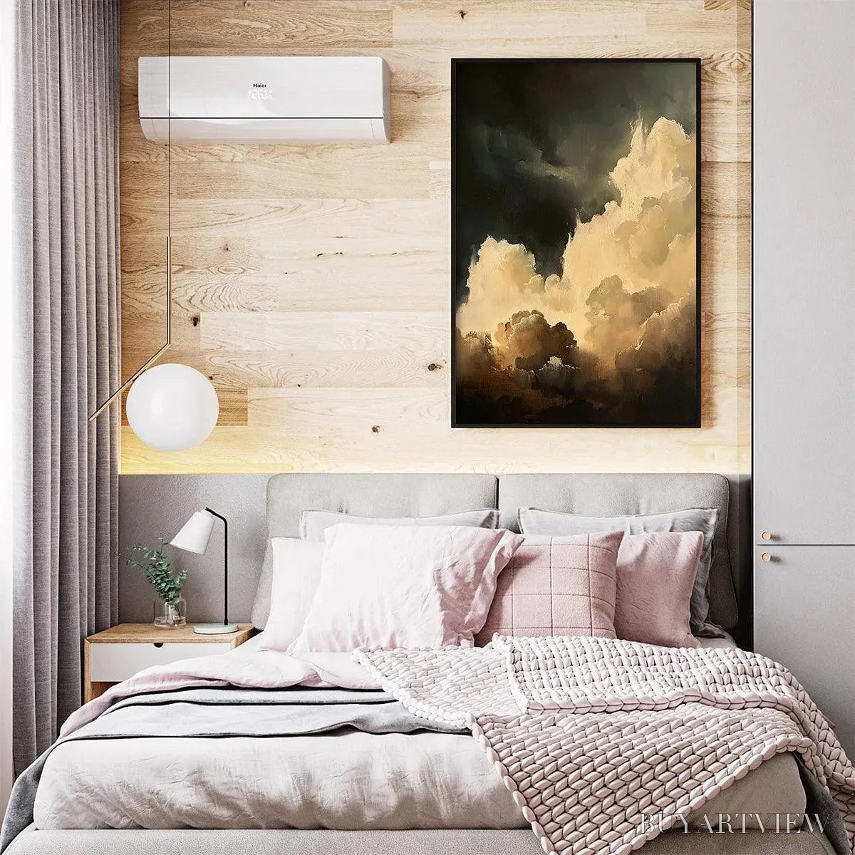BUYARTVIEW Stormy Skies – Textured Cloudscape Painting, Vertical - image 4