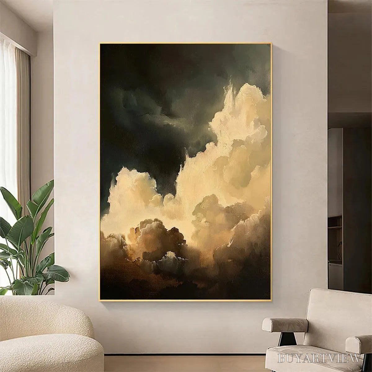 BUYARTVIEW Stormy Skies – Textured Cloudscape Painting, Vertical - image 5