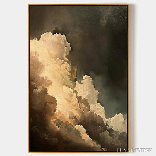BUYARTVIEW Evening Clouds – Textured Cloudscape Painting, Vertical - image 1
