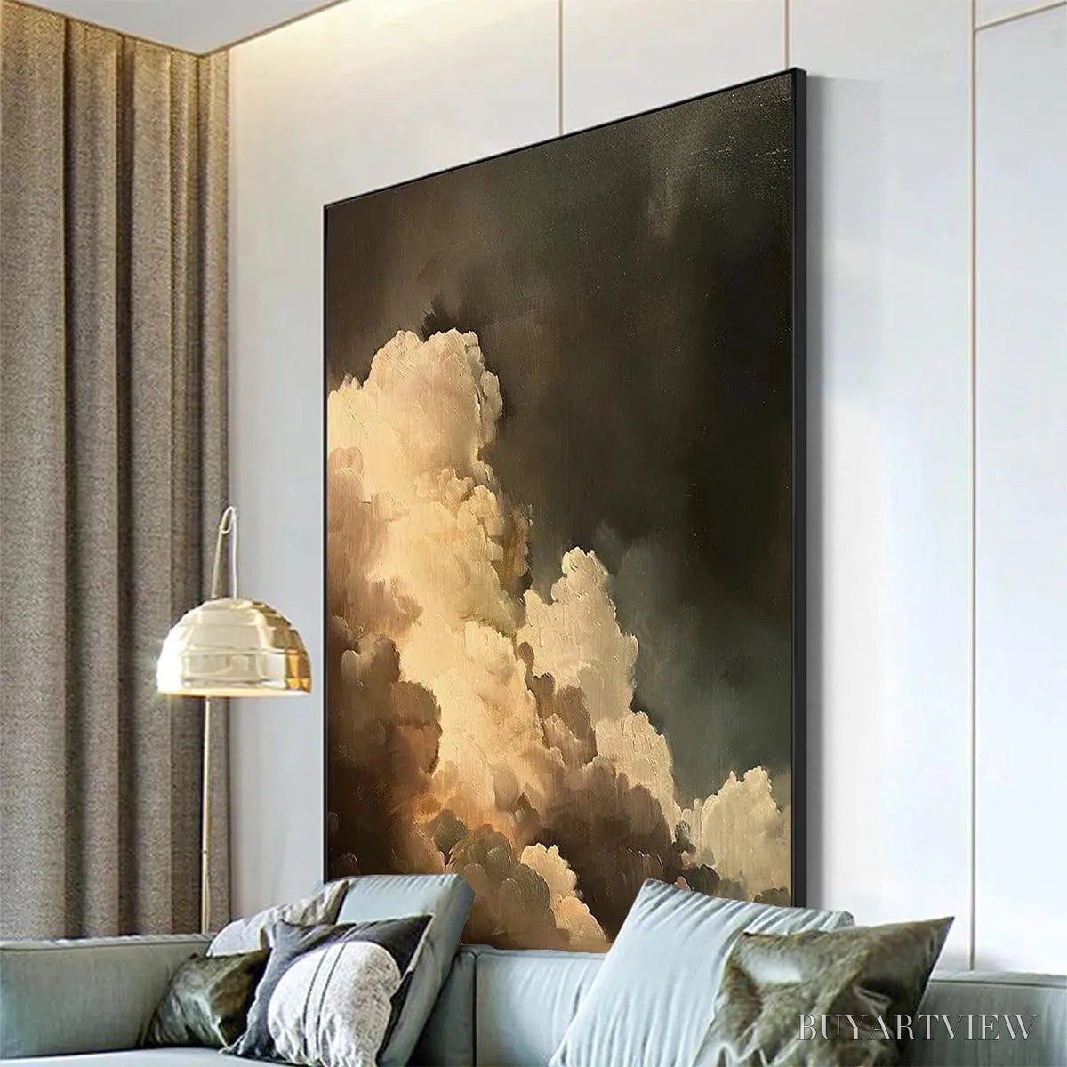 BUYARTVIEW Evening Clouds – Textured Cloudscape Painting, Vertical - image 2